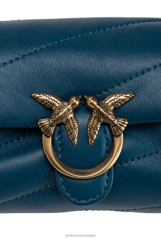 genți microlove | micro love bag puff Pinko teal-aur antic B0D081228