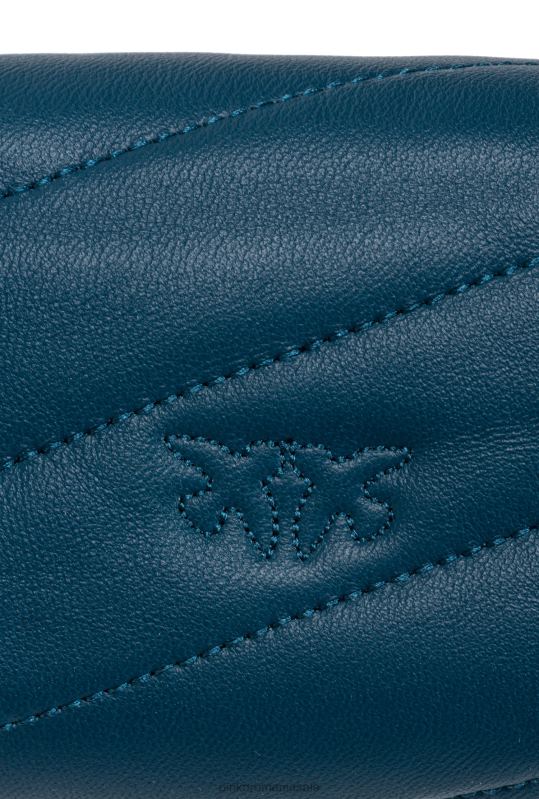 genți microlove | micro love bag puff Pinko teal-aur antic B0D081228