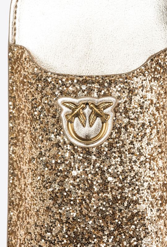 genți microlove | suport pentru smartphone strălucitor Pinko aur antic B0D081244