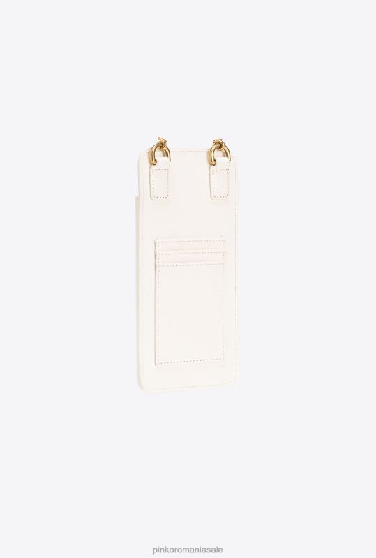 genți microlove | suport smartphone din piele Pinko aur alb-vechi B0D081240