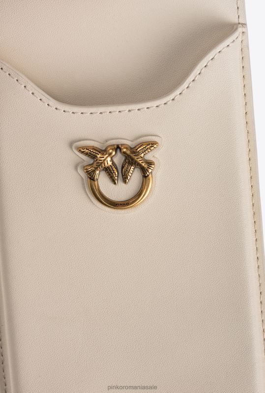 genți microlove | suport smartphone din piele Pinko aur alb-vechi B0D081240