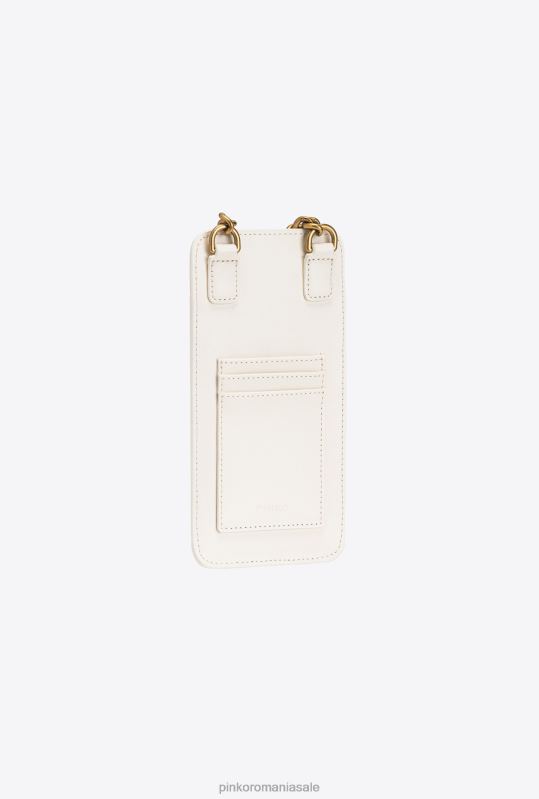 genți microlove | suport smartphone din piele Pinko aur alb-vechi B0D081242