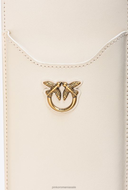 genți microlove | suport smartphone din piele Pinko aur alb-vechi B0D081242