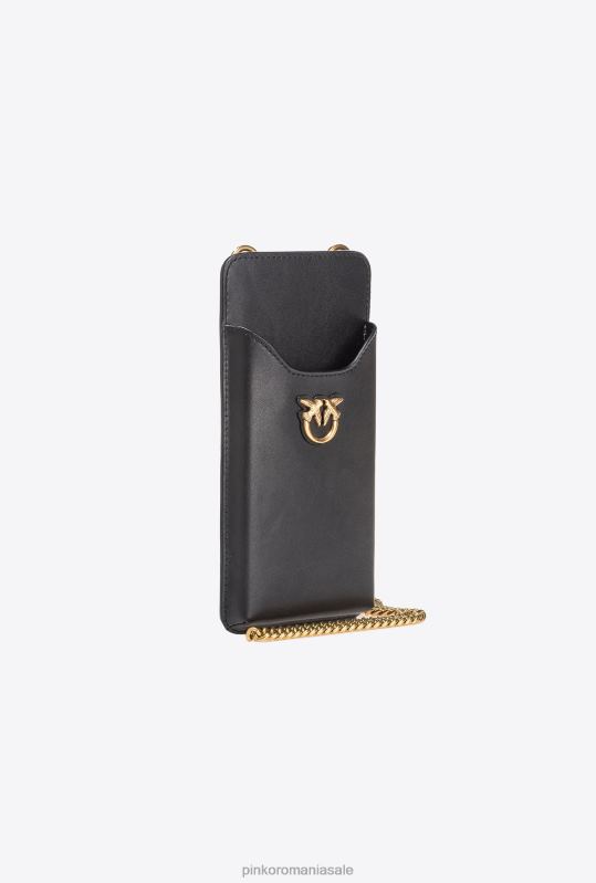 genți microlove | suport smartphone din piele Pinko aur negru-vechi B0D081238