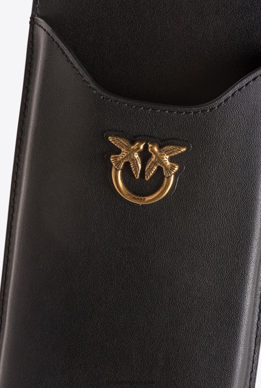 genți microlove | suport smartphone din piele Pinko aur negru-vechi B0D081238