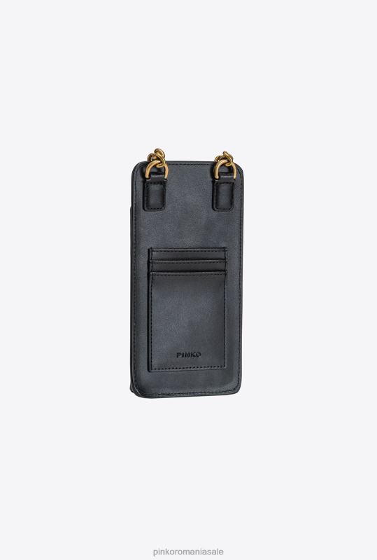 genți microlove | suport smartphone din piele Pinko aur negru-vechi B0D081241