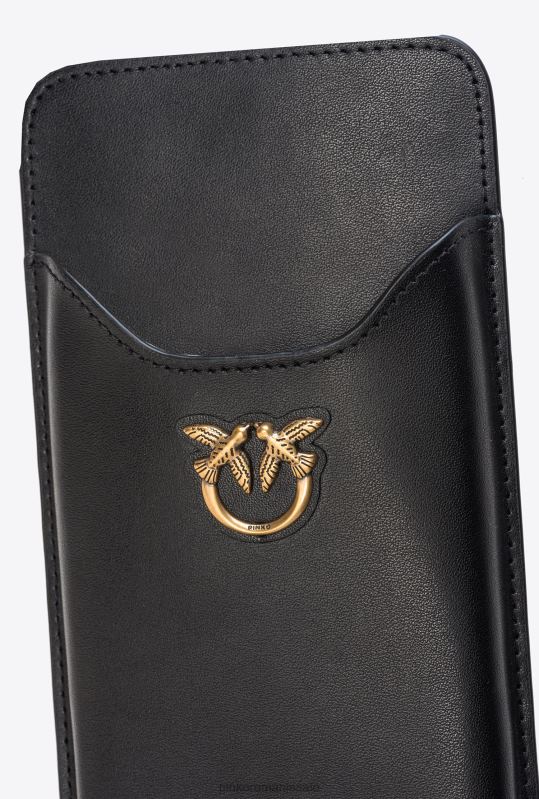 genți microlove | suport smartphone din piele Pinko aur negru-vechi B0D081241