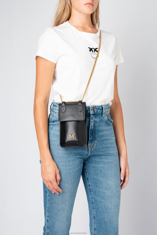 genți microlove | suport smartphone din piele Pinko aur negru-vechi B0D081246