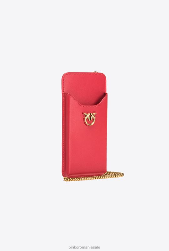 genți microlove | suport smartphone din piele Pinko roșu granat-aur antic B0D081239