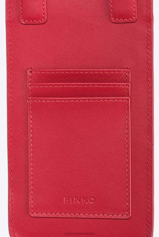 genți microlove | suport smartphone din piele Pinko roșu granat-aur antic B0D081239